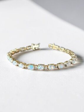 Freida Rothman Vault Gold Plated Opal Tennis Bracelet